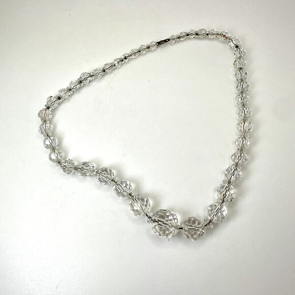 15" Vintage graduated rock crystal all strung on a sterling silver chain! - Picture 1 of 16